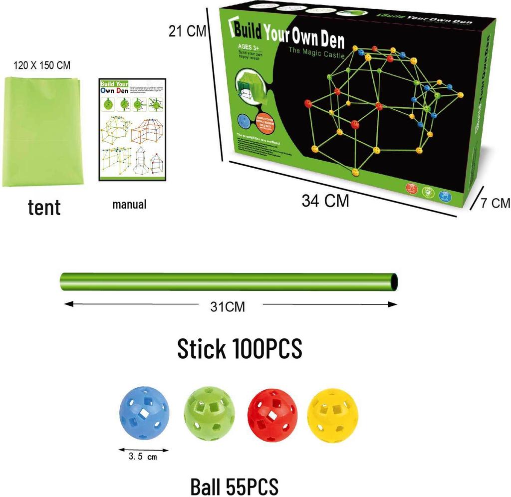 Children's DIY Bead and Building Blocks Creative Tent Fort Kit