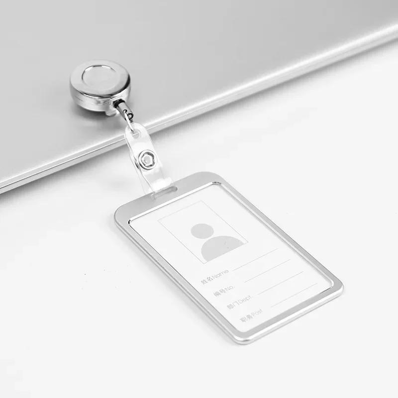 Credit ID Card Badge Bags Bank Business Work Card Holder with ABS Retractable Badge Reel Aluminum Alloy Credit Card Cover Case