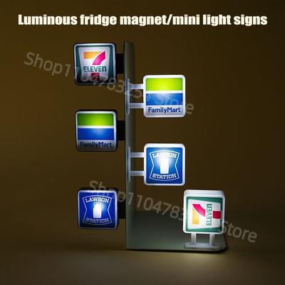 Aimant Lumineux pour Réfrigérateur Mini 711 Magasin pour Toute la Famille Panneau Lumineux Magnétique Autocollants pour Frigo Décoration Créative pour la Maison Ornement Magnétique