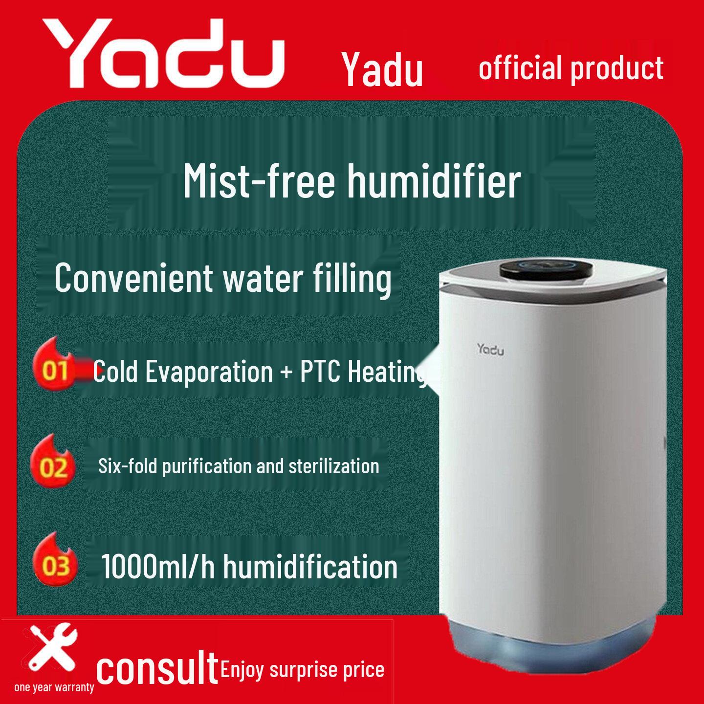 Yadu SZM1000-TP8 Smart 8L Evaporative Air Humidifier - Mist-Free Hot & Cold Humidification.