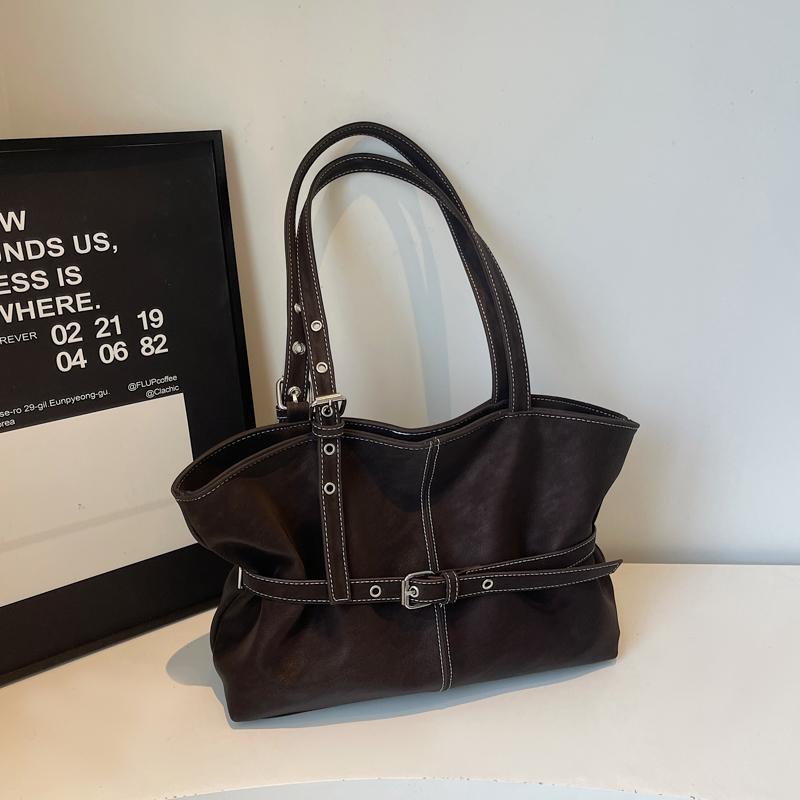 Borsa da donna vintage autunnale e invernale, grande capacità, borsa a tracolla in pelle scamosciata, tinta unita, semplice, casual, borsa da pendolare, borse retrò