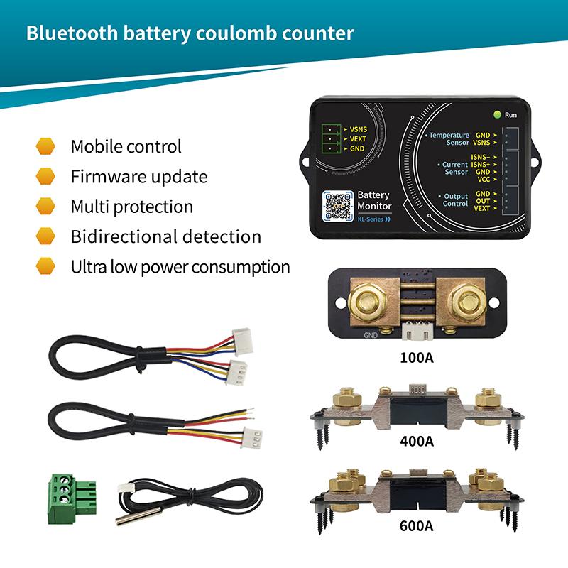 Batteriemonitor Bluetooth KL-F DC 0-120V 0-600A Batterietester Spannungsstrom VA-Messgerät Batterieladungszähler Kapazitätsanzeige