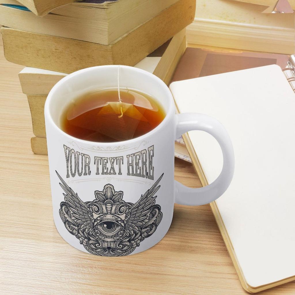 11 oz weiße Kaffeetasse mit glänzend bedruckten Seiten, bequemem Griff und langlebigem Gefühl, perfekt für tägliche warme Getränke