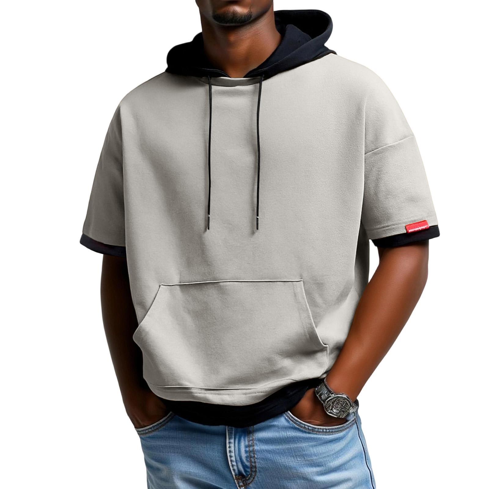 Man s Leisure Loose Big Size Hooded Hood Short Sleeves TShirt XXXL 1940₽