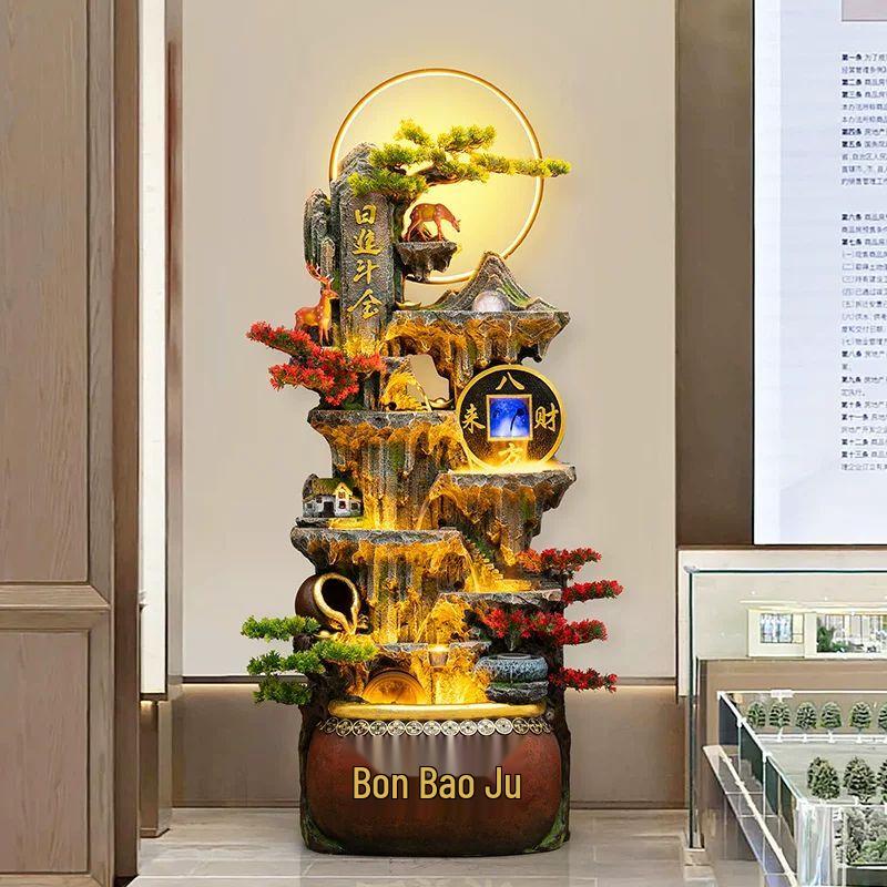 Feng Shui Rockery Flowing Water Fountain with Fish Tank