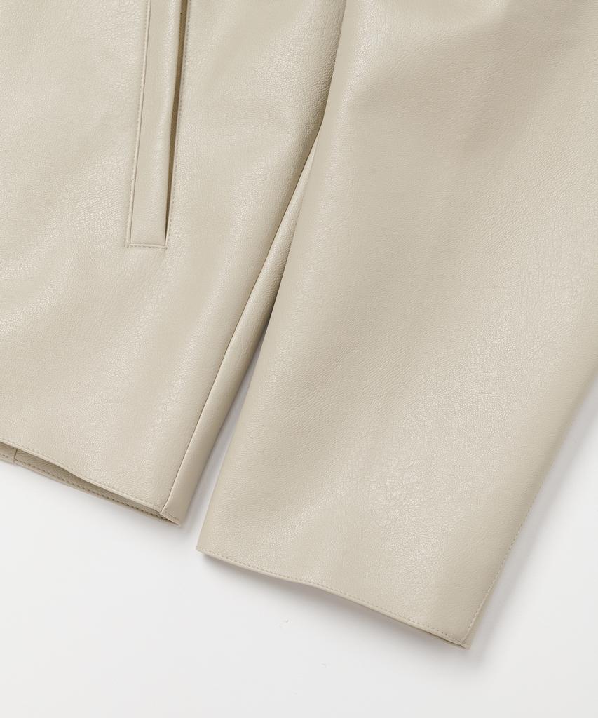 Aott Crop Vegan Leather Jacket Cream