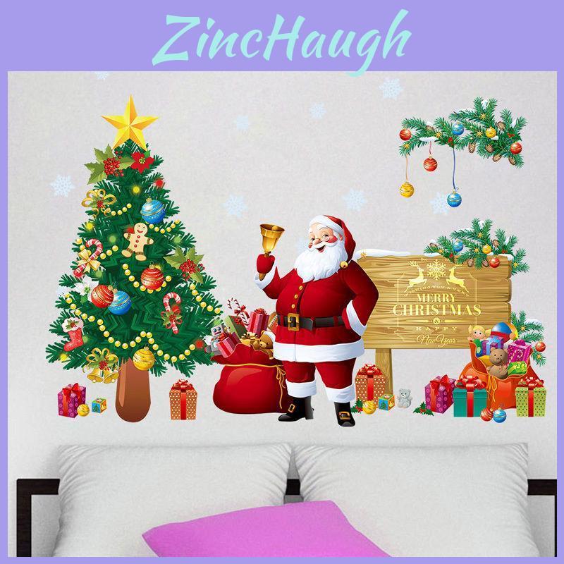 Kids Bedroom Wall Sticker Christmas Tree Santa Claus Window Decal Art Vinyl Diy Decor