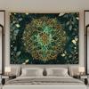 1 Piece Green Mandala Flower Tapestry - Polyester Fabric, Machine Washable, Suitable for Bedroom Living Room Decoration
