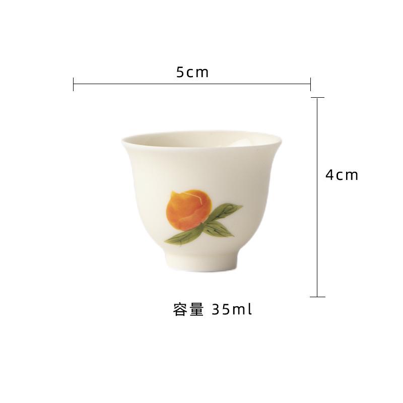 

2pc/lot Hand-painted Peach Teacup Retro Tea Bowl Cup For Tea Tea-tasting Meditation Cup Chazhan Master Cups Tea Items Craft 35ml
