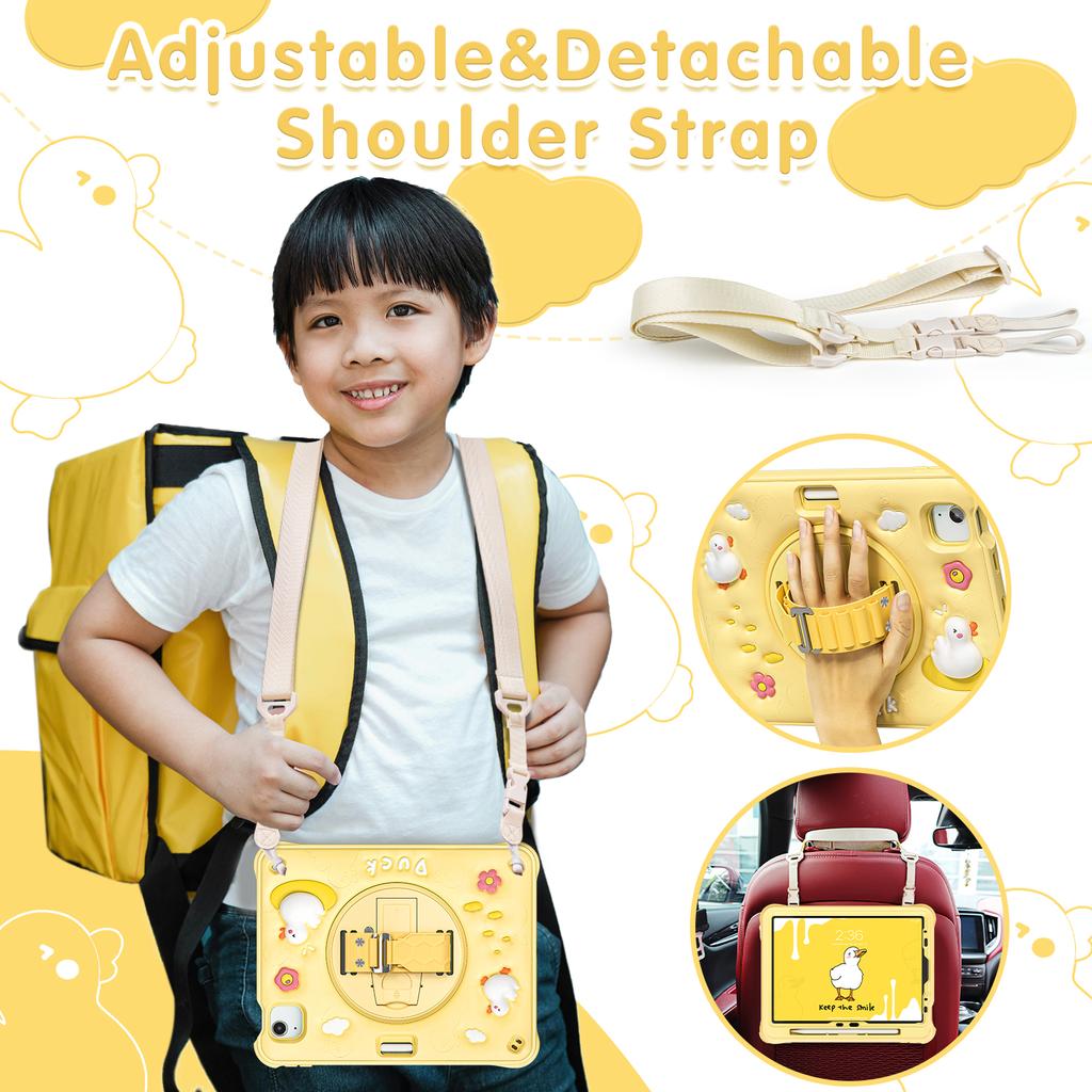 For iPad Air 11 (2025)/(2024)/Air (2022)/(2020)/Pro 11 (2022)/(2021)/(2020)/(2018) Case with Shoulder Strap Kickstand Cover