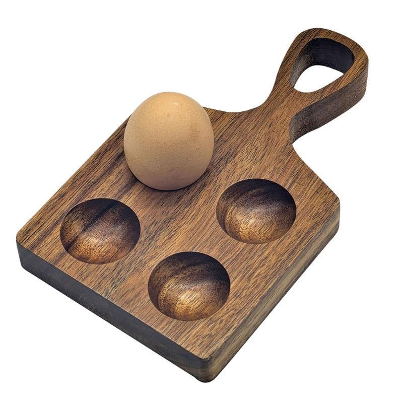 Wooden Eggs Storage Tray with Handle For Refrigerator Countertops Kitchen Organizers Multipurpose Container Eggs Carriers