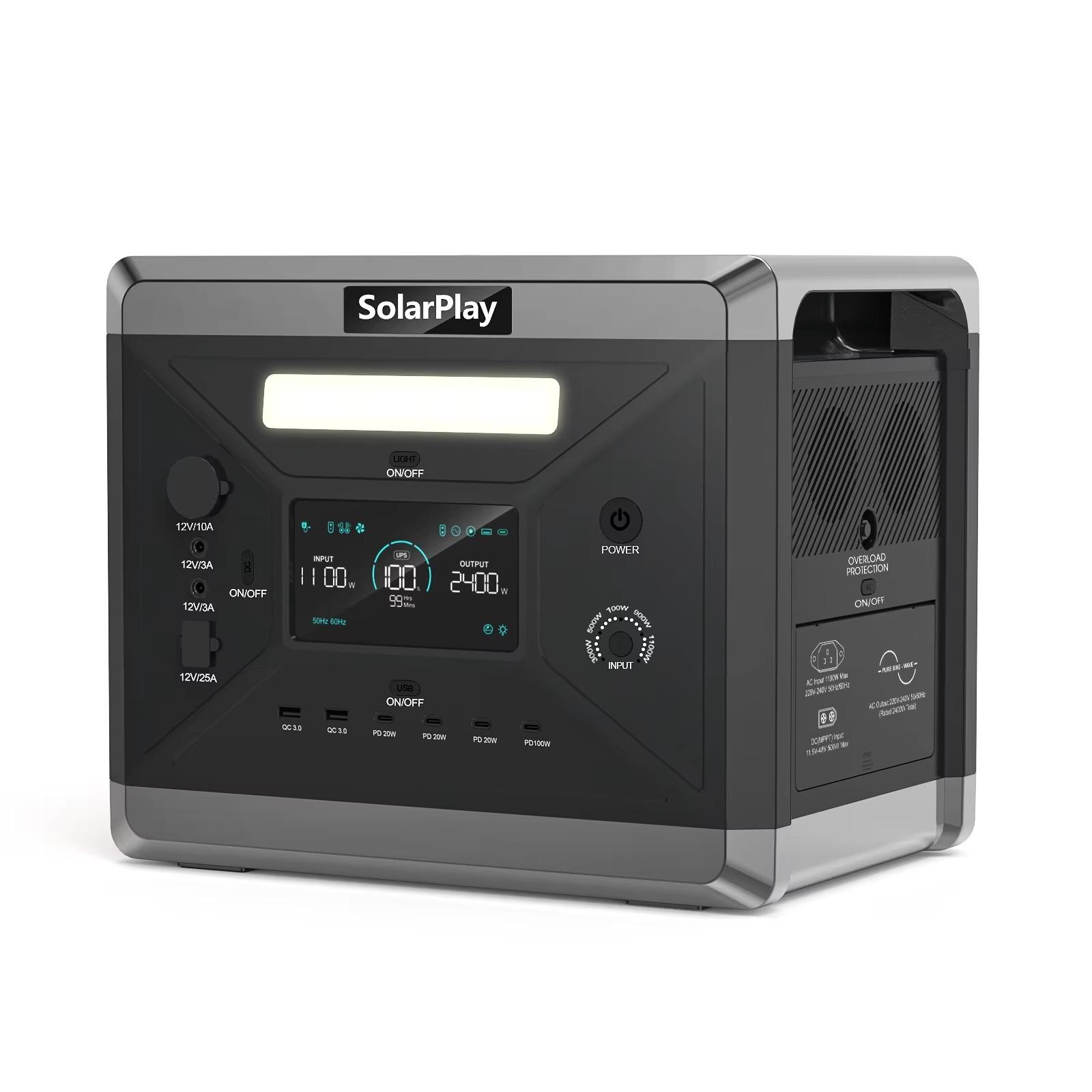 SolarPlay Q2501 Portatīvā spēkstacija, 2400W Saules