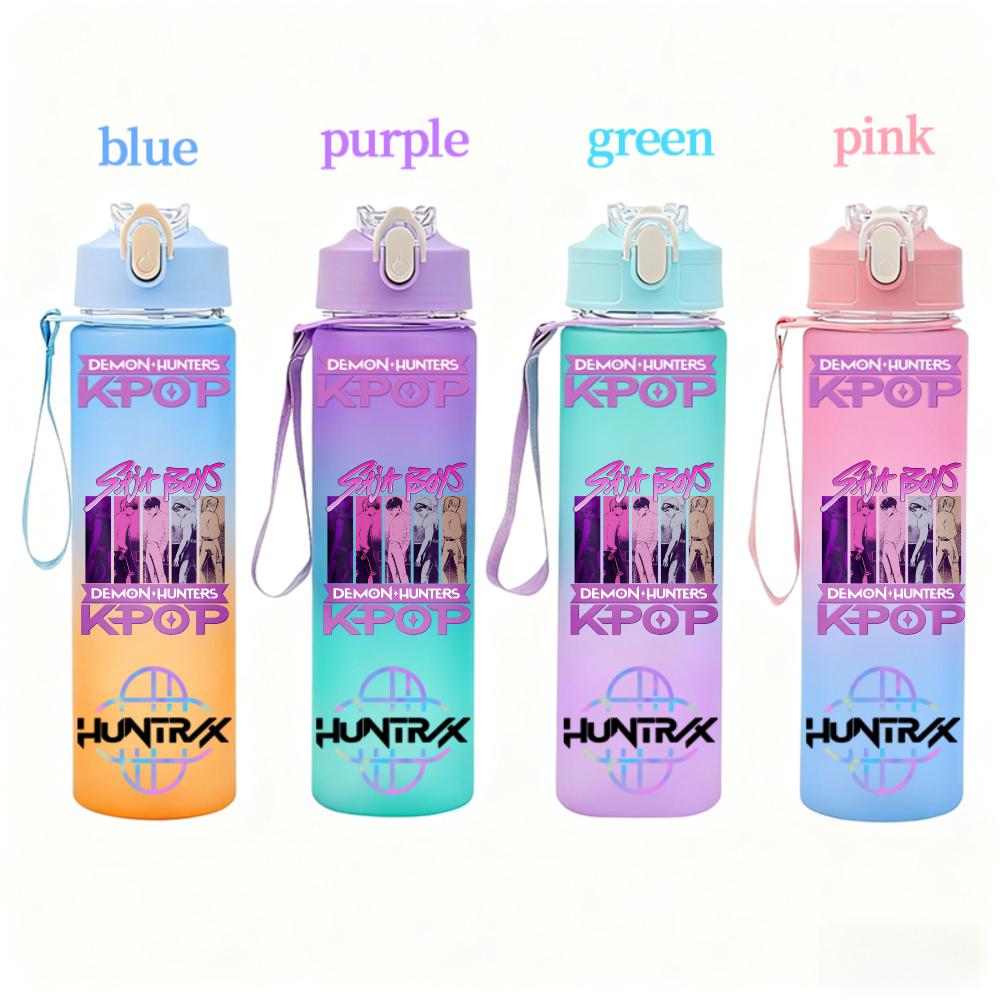 KPop Demon Hunters Gradient Water Bottles Student Adult Drinking Cup Portable High-capacity Outdoor Drink Bottle Gift 750ML Kid Friendly Entertaining