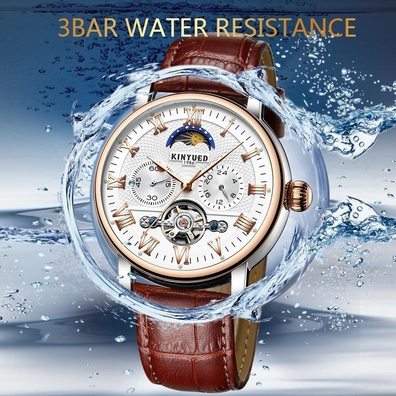 Buy KINYUED Moon Phase Tourbillon Men Watch Automatic Mechanical