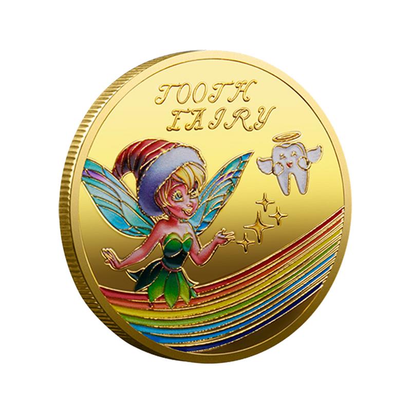 Moneda conmemorativa chapada en oro de Hada de los dientes, regalos creativos para niños, moneda de Metal física, moneda conmemorativa Crypto