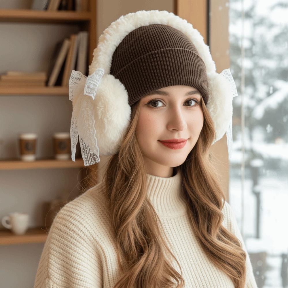 Lace Winter Plush Earmuffs Thicken Ear Cover Cute Bow Ear Warmers  Ladies