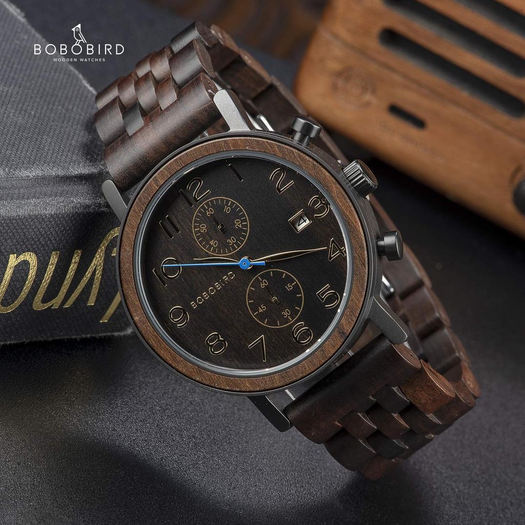 BOBO BIRD Men's Wooden Analog Watch, Lightweight, Popular Gift or Souvenir