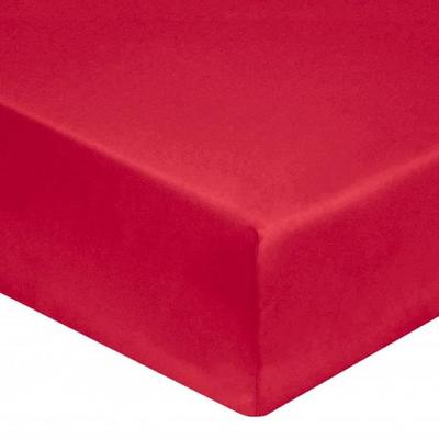 Drap Housse - Rouge - 160 X 200 Cm - Percale De Coton - Bonnet 30 Cm - Lavable En Machine