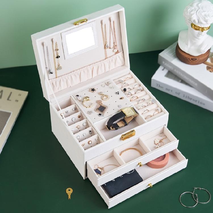 3 Layer Portable Travel Jewelry for case Jewelry Storage Box Organizer with Lock