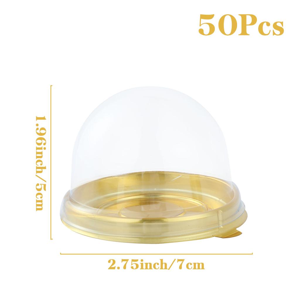 50pcs Mini Transparent Cake Box Container Transparent Cupcake Dome Pastry Baking Packaging Boxes Wedding Party Supplies Gifts