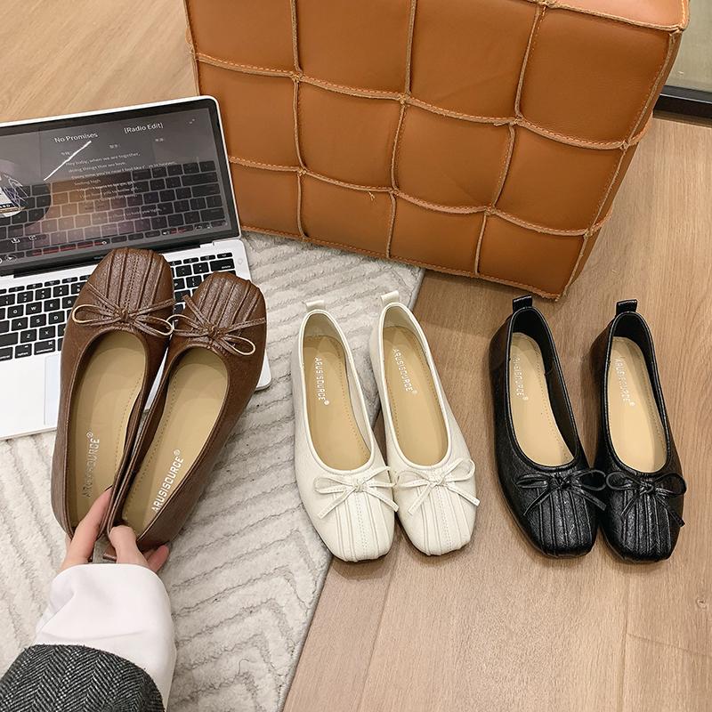 Shoes Woman 2025 Low Heels Bow-Knot Autumn Female Footwear Shallow Mouth New Grandma Summer Butterfly Boat Fall Dress Butterfly-