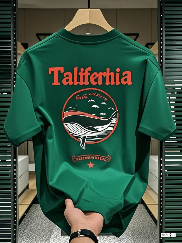 Pure cotton short-sleeved T-shirts for men and women high-end trendy T-shirts for the new summer of 2025 and Marine animals