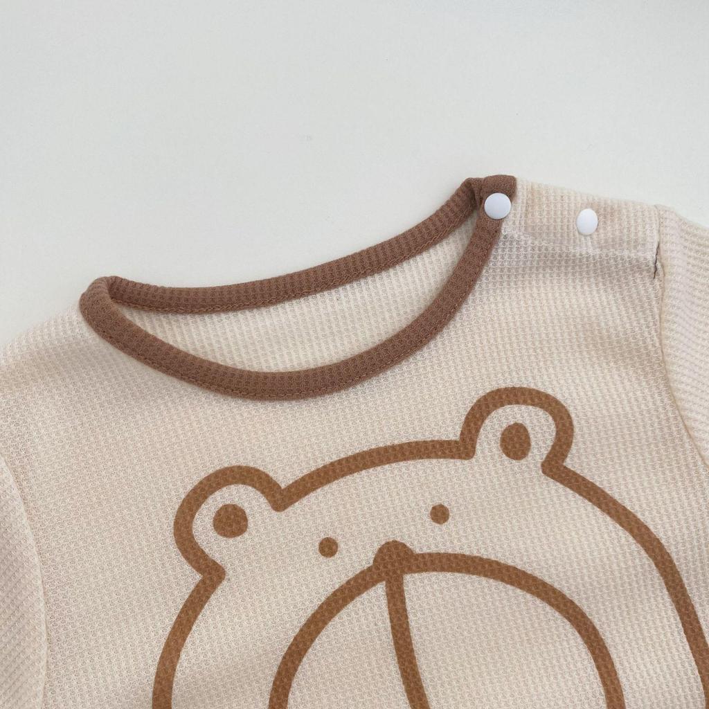Korean Style Unisex Baby Striped Short Sleeve Romper