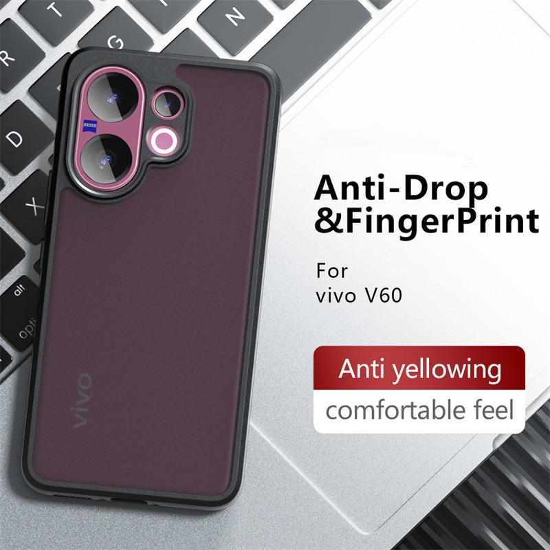 Translucent Matte Case For Vivo V60 Anti-knock Matte PC Full Edge Back Cover For Vivo V60 Case For Vivo V60 5G Case 6.77 inch
