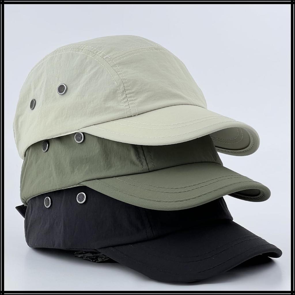 Hiking Sun CZA067 [White Fang] Cap, Plain, Protection, Hat, Simple, Stylish, Casual, Men's, Women's, (Black)