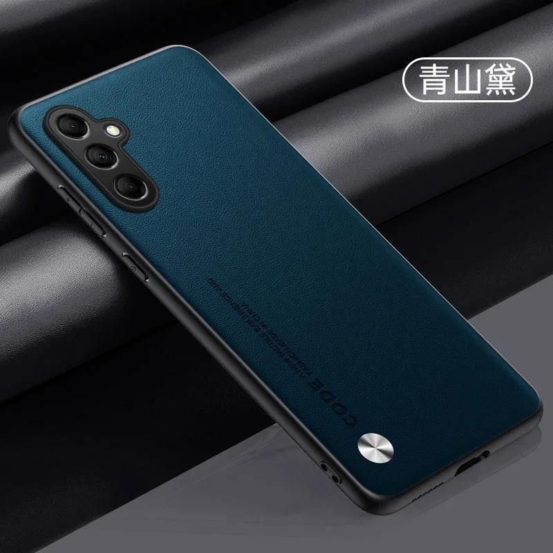 For Samsung M3 G M1 M Plain PU Leather Matte Case For Galaxy M34 A Silicone Ultra Thin Soft Frame Shookproof Bumper Cover