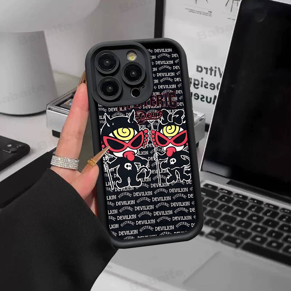 

Japan Fashion H-Hysteric M-Mini For iPhone 17 Pro Max 16 15 14 13 12 11 Plus Black Soft Phone Cover iPhone 12 pro