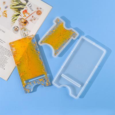 DIY 2 Styles Mobile Phone Stand Silicone Resin Mold, Cell Phone Holder Epoxy Resin Moulds Craft Phone Bracket Silicone Mold