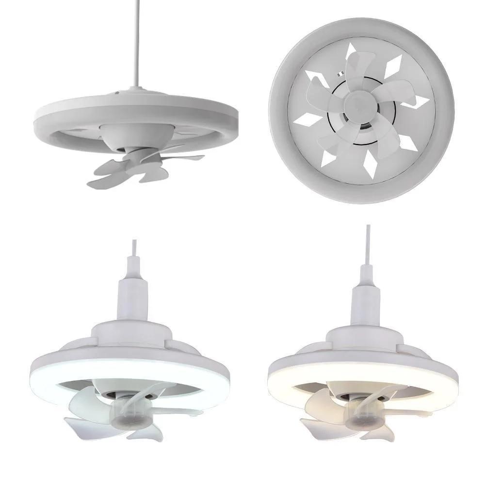 360° Roterende Takvifte Sommerlys E27 Smart Vifte med Fjernkontroll LED Viftelys for Stue