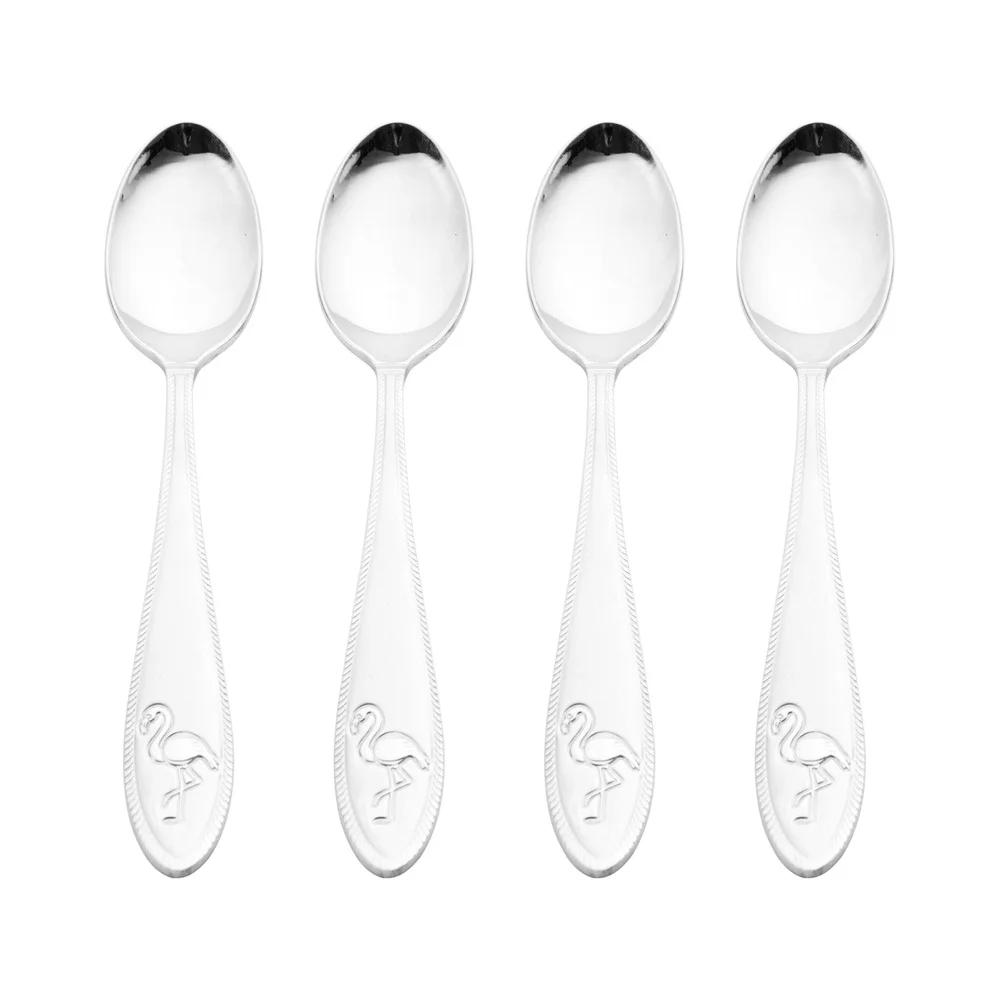 

Everyday Flamingo Coffee Spoons Set of 4 Premium Stainless Steel Embossed Design Dishwasher Safe Ideal Coffee and Dessert United States