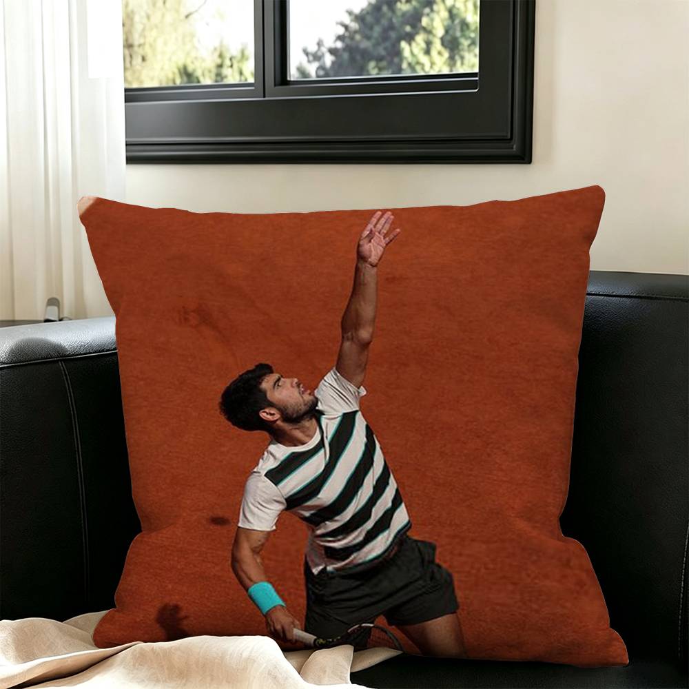 Tennis player-Carlos Alcaraz Pillow Case Square Double-Sided Sofa Cushion Cover Bedroom Bedside Pillow
