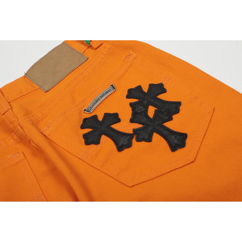 7709 CHROME HEARTS Pánské a dámské trendy džíny v americkém stylu s látkovými nášivkami, ležérní a módní high street kalhoty