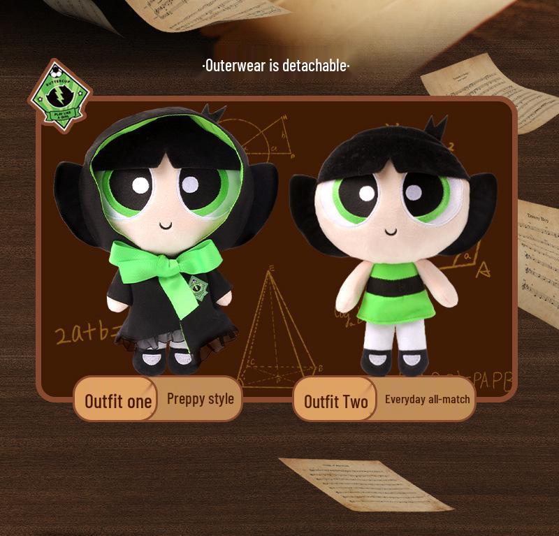 Official Powerpuff Girls Bubbles Plush Toy with Academy Outfit and Magic Robe - Cute Gift Doll Pendant