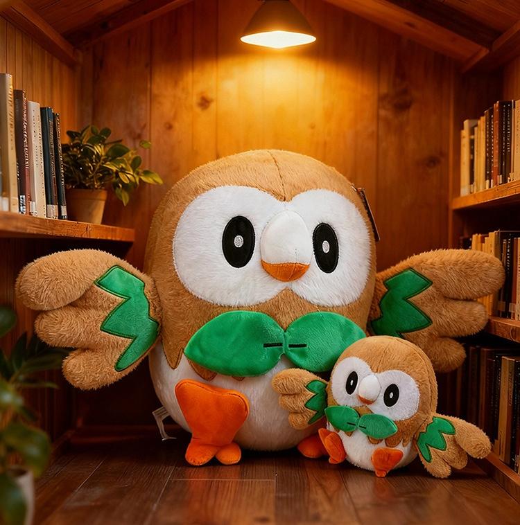 30-50Cm Cute Rowlet  Plush Toys Stuffed Doll Cartoon Pokémon Plushie Anime Bird Pillow Xmas Birthday Gift For Kids