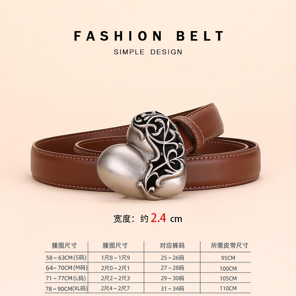 Leather Belt Women'S High-End Women'S Belt Women'S Decorative Jeans Belt Retro Hollow