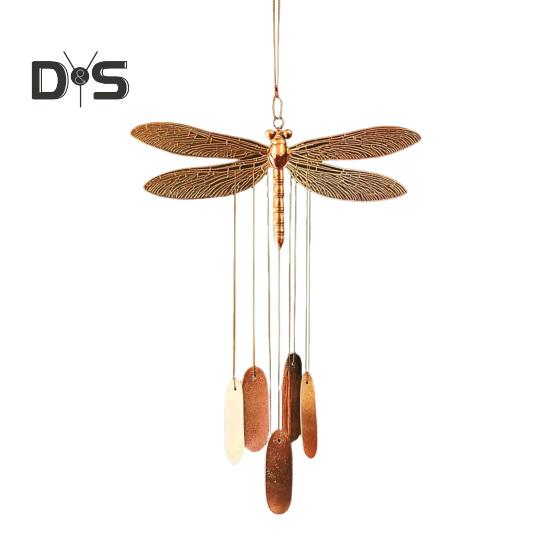 Vintage Trollslända Vindspel Väderbeständig Inomhus Utomhus Trädgård Uteplats Metall Trollslända Hängande Vindklocka Dekoration Prydnad