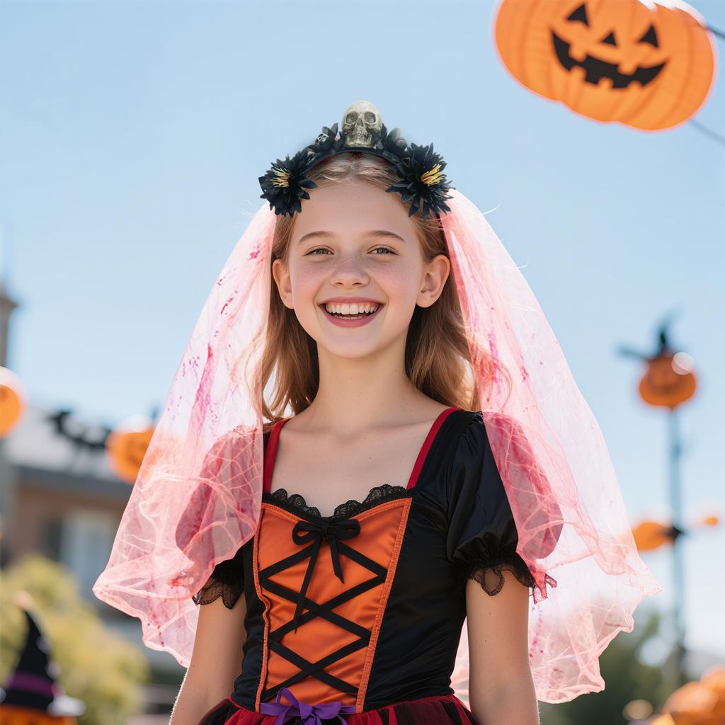 Halloween Ghost Bride Hair Hoop Blood Yarn Veil Halloween Simulation Flower Headband Wedding Cosplay Party Headwear Accessories