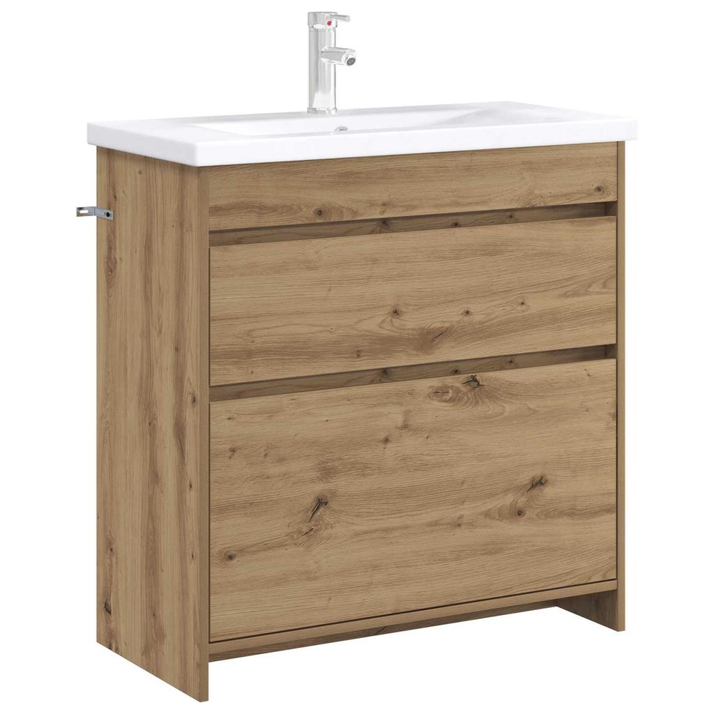 Artisan Oak Bathroom Vanity Unit 78.5 X 37.5 X 81 Cm Particleboard
