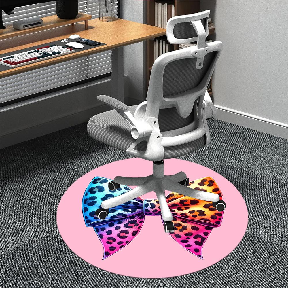 

1pc Leopard Print Bow Office Round Area Rug, Indoor Mat Suitable ForOffice, Under Office Chairs Bedroom Living Room Home Decor, Room Decot084 80cm by 80cm