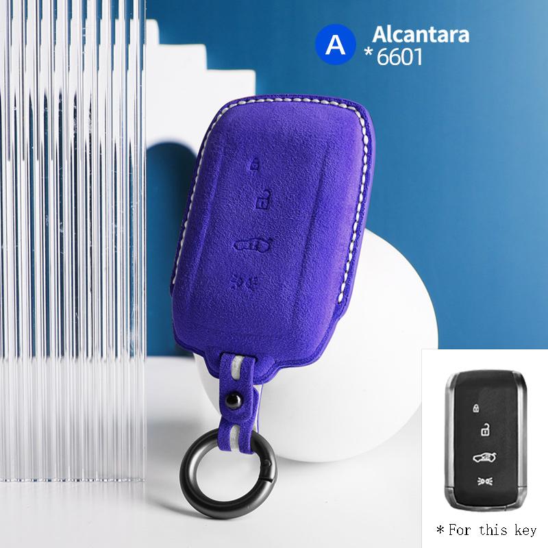 suede Car Key Case Cover 4 buttons Keychain F For Maserati 2023 Grecale Levante GT auto Accessories