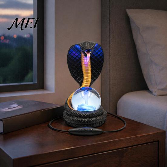 Unique Birthday Gifts Snake Shaped Desk Lamp, Resin LED Table Light with RGB Color Atmosphere Lamp Changing, Faux Crystal Ball for Bedroom Office