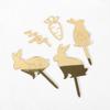 5Pcs Easter Cute Bunny Cake Decoration Gold Acrylic Rabbit Carrot Cupcake Topper Happy Easter Party Dessert Decoration Kids Gift