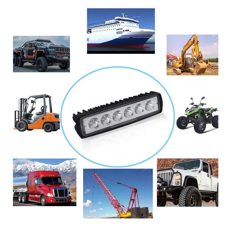 18w 6 LED Car Work Light DRL Spotlight High Bright Waterproof Auto Offroad SUV Truck Headlight Driving Warning Lamp 12-24V 6000K