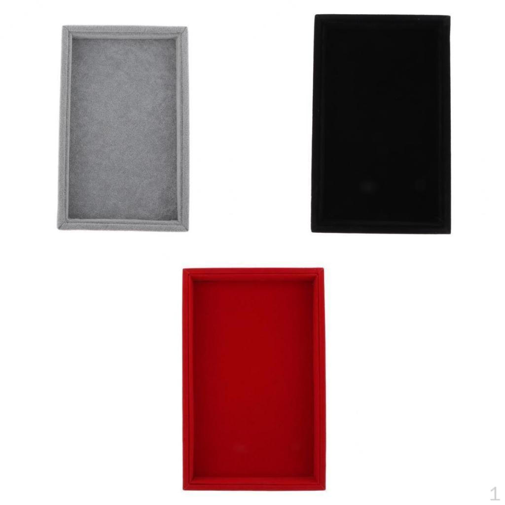 3x Elegant Velvet Stackable Jewelry Display Tray Necklace Organizer