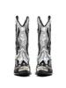 Fashion Embroidered Flame Colorblocked Knee-High Boots Fashionable Pointed Toe Thick-Heel Knight Botines Large-Size Men Botas Femininas