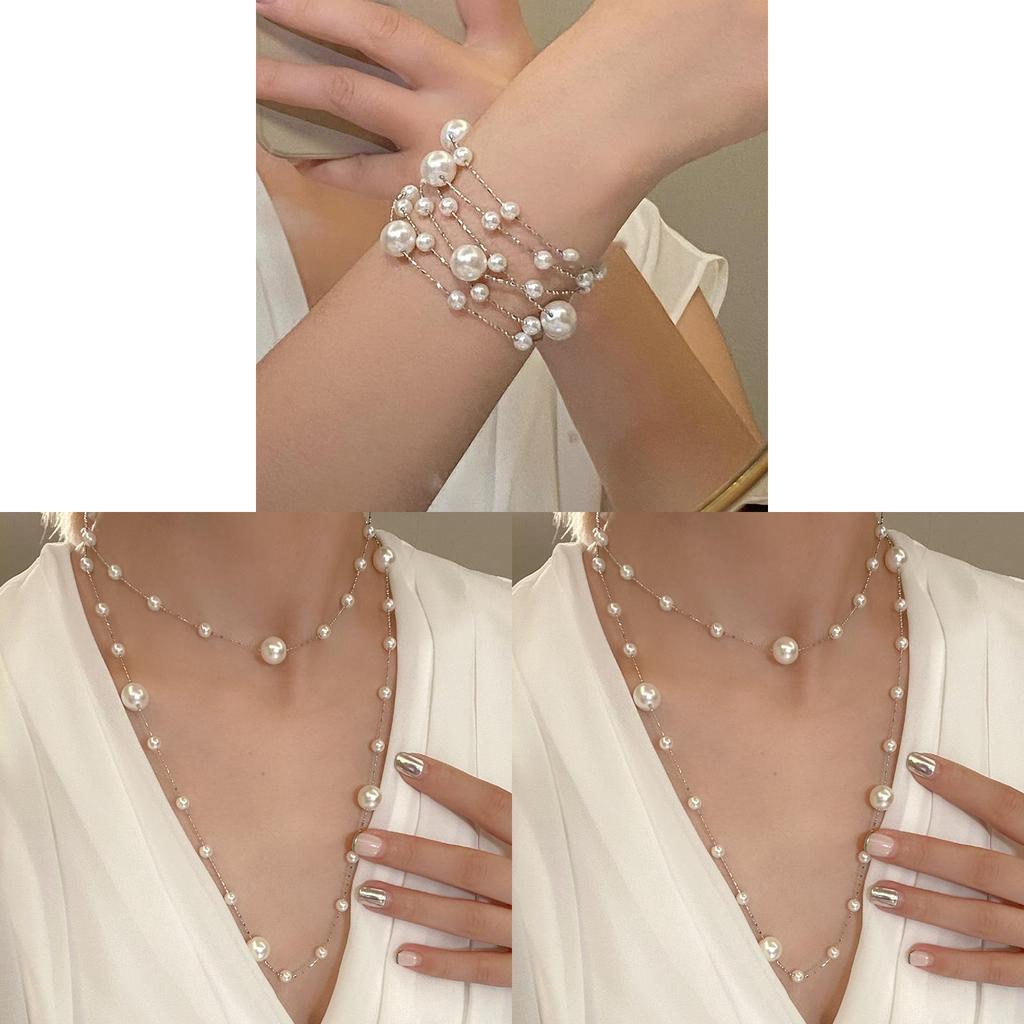 Elegant French Vintage Pearl Choker Necklace With Geometric Design For Women